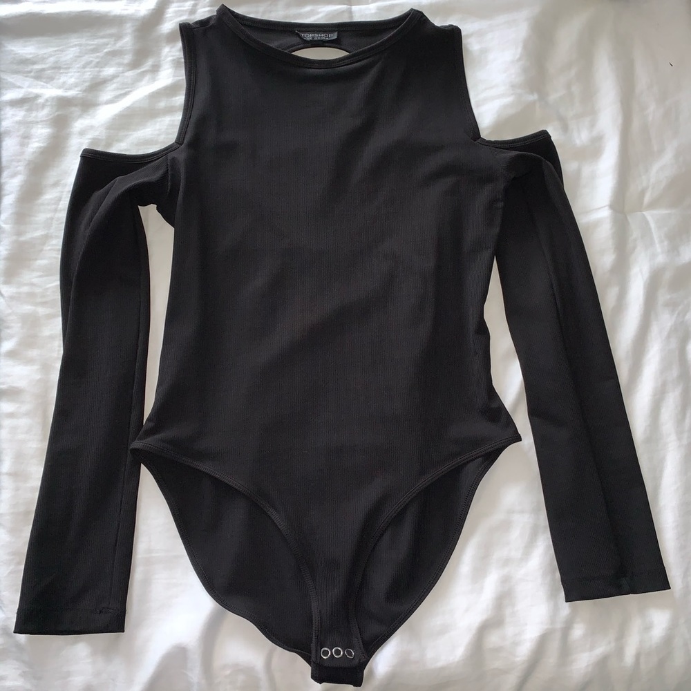 Topshop Black Cold Shoulder Bodysuit